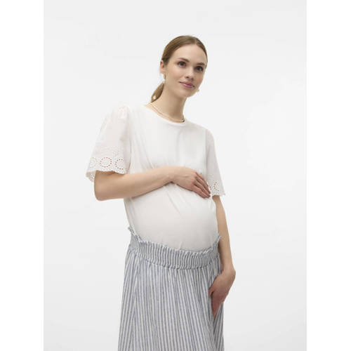 VERO MODA MATERNITY zwangerschapsblouse VMMEMILY wit Dames Katoen Ronde hals S