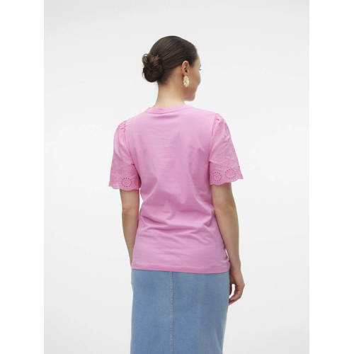 VERO MODA MATERNITY zwangerschapsblouse VMMEMILY roze Dames Katoen Ronde hals S