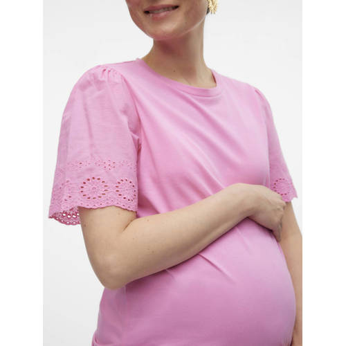 VERO MODA MATERNITY zwangerschapsblouse VMMEMILY roze Dames Katoen Ronde hals S