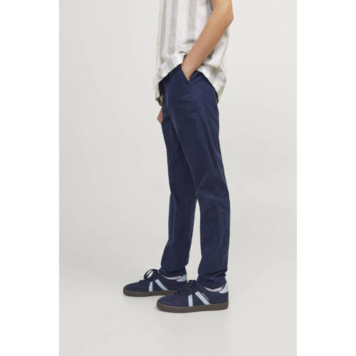 jack & jones JUNIOR broek JPSTKANE JJSUMMER donkerblauw Jongens Stretchkatoen 128