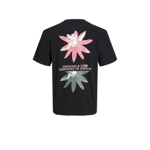 jack & jones JUNIOR T-shirt JORTAMPA met backprint zwart Jongens Katoen Ronde hals 128