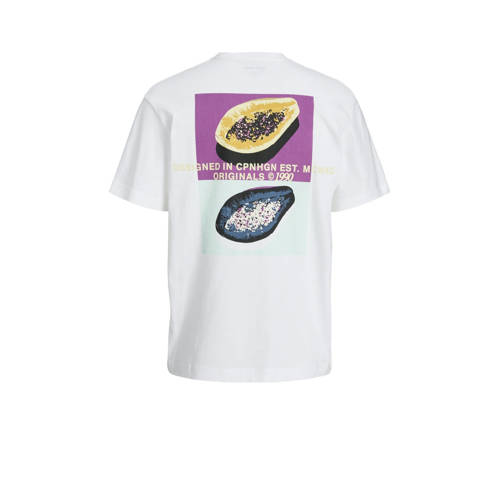 jack & jones JUNIOR T-shirt JORTAMPA met backprint wit Jongens Katoen Ronde hals 128