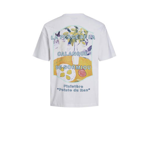 jack & jones JUNIOR T-shirt JORVALENCIA met backprint wit Jongens Katoen Ronde hals 128