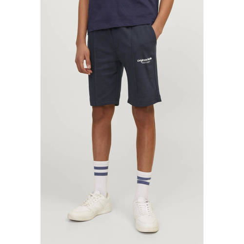 jack & jones JUNIOR sweatshort JPSTVESTERBRO met tekst donkerblauw Korte broek 128