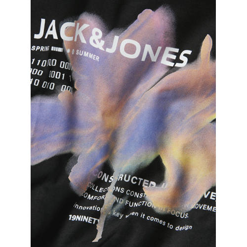 jack & jones JUNIOR T-shirt JCOSTAGGER met backprint zwart Jongens Katoen Ronde hals 128