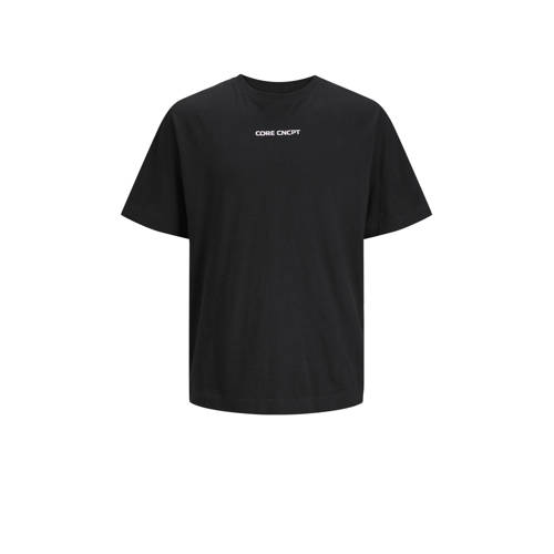 JACK & JONES JUNIOR T-shirt JCOSTAGGER met backprint zwart Jongens Katoen Ronde hals