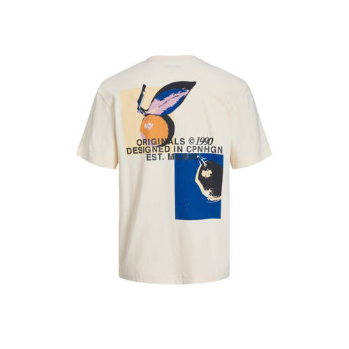 jack & jones JUNIOR T-shirt JORTAMPA met backprint ecru Jongens Katoen Ronde hals 128