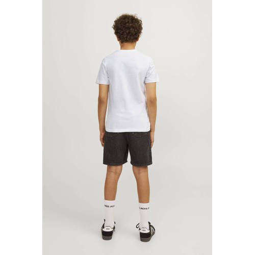 jack & jones JUNIOR T-shirt JORTAMPA met printopdruk wit Jongens Katoen Ronde hals 128