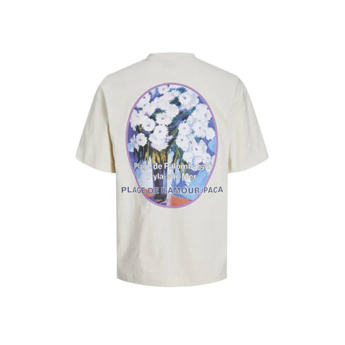 jack & jones JUNIOR T-shirt JORVALENCIA met backprint ecru Jongens Katoen Ronde hals 128