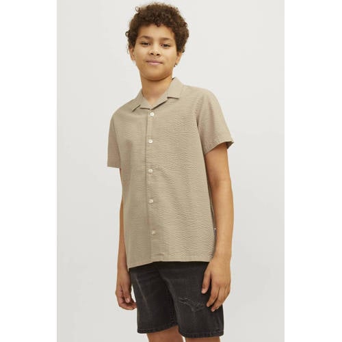 jack & jones JUNIOR overhemd JORPALMA beige Jongens Polyester Klassieke kraag 128