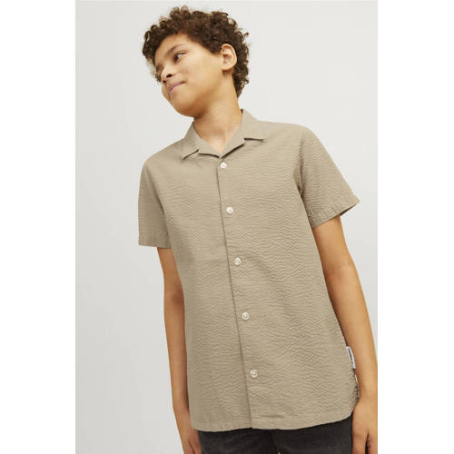 jack & jones JUNIOR overhemd JORPALMA beige Jongens Polyester Klassieke kraag 128