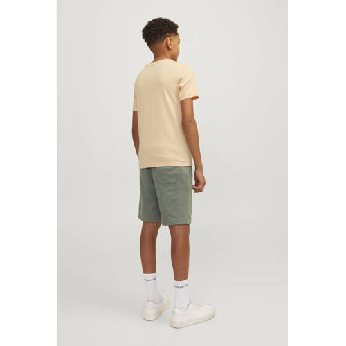 jack & jones JUNIOR T-shirt JJZION met printopdruk zachtoranje Jongens Katoen Ronde hals 128