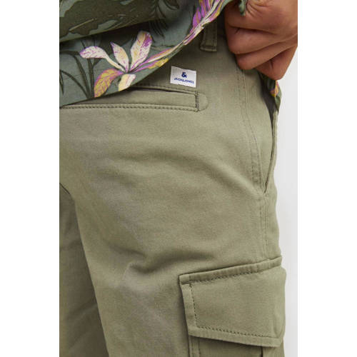 jack & jones JUNIOR cargo short JPSTJOE JJCARGO oliegroen Korte broek Jongens Stretchkatoen 128