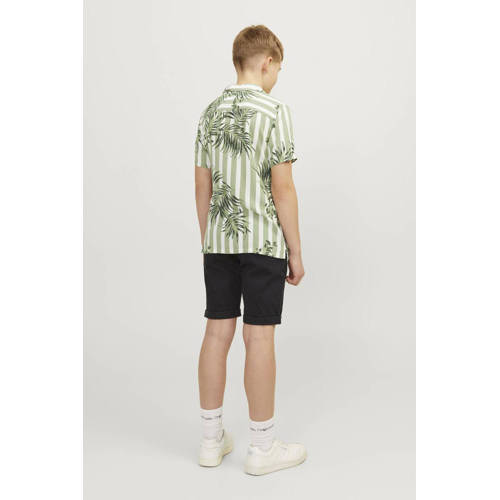 jack & jones JUNIOR overhemd JJJEFF RESORT met all over print lichtgroen wit Jongens Viscose Klassieke kraag 128