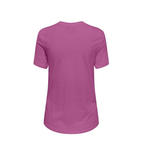 ONLY MATERNITY zwangerschapsshirt OLMGOLDIE met printopdruk donkerroze T-shirt Dames Katoen Ronde hals S