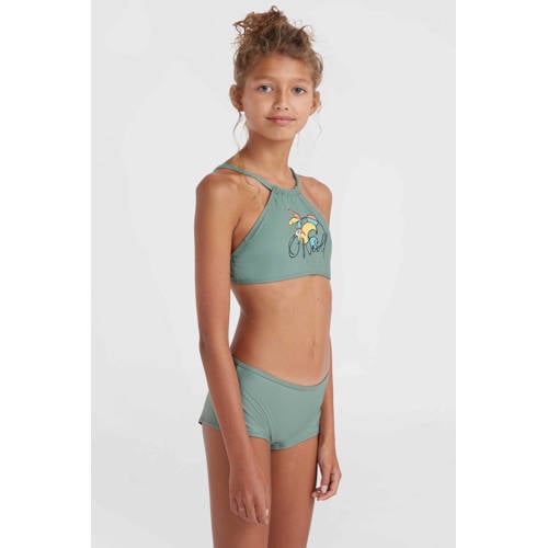 O'Neill crop bikini Cali groen Meisjes Polyester Printopdruk 152