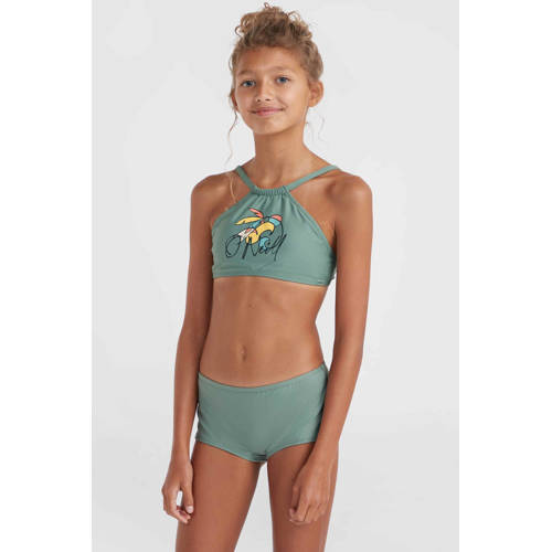 O'Neill crop bikini Cali groen Meisjes Polyester Printopdruk 152