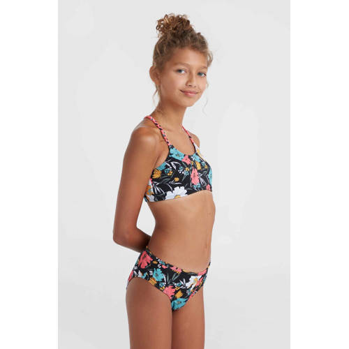 O'Neill crop bikini Tropics zwart multi Meisjes Polyester Bloemen 128