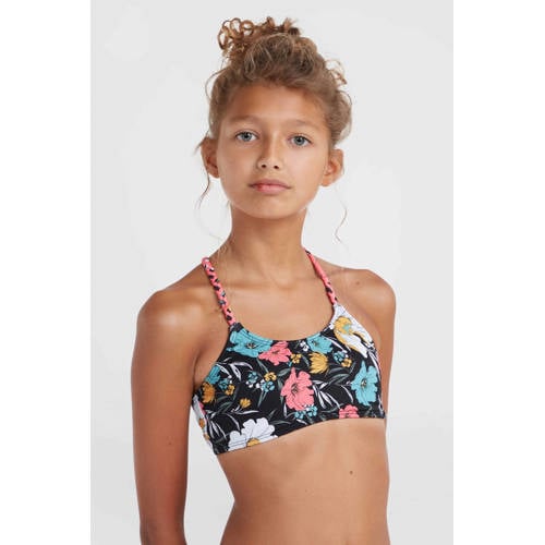 O'Neill crop bikini Tropics zwart multi Meisjes Polyester Bloemen 128