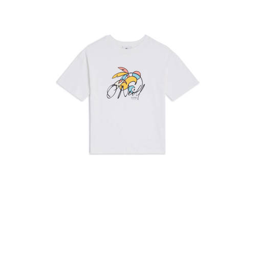 O'Neill T-shirt met printopdruk wit Meisjes Katoen Ronde hals Printopdruk