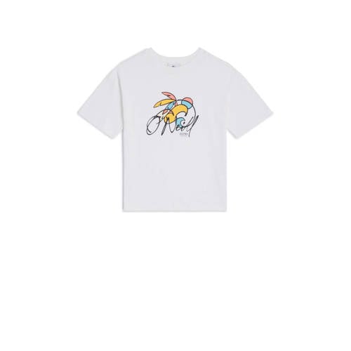 O'Neill T-shirt met printopdruk wit Meisjes Katoen Ronde hals Printopdruk