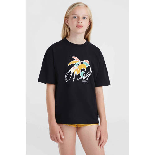 O'Neill T-shirt met printopdruk zwart Meisjes Katoen Ronde hals Printopdruk 152