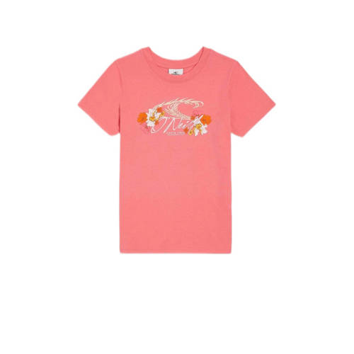 O'Neill T-shirt met printopdruk roze Meisjes Katoen Ronde hals Printopdruk