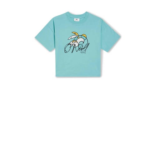 O'Neill T-shirt met printopdruk blauw Meisjes Katoen Ronde hals Printopdruk