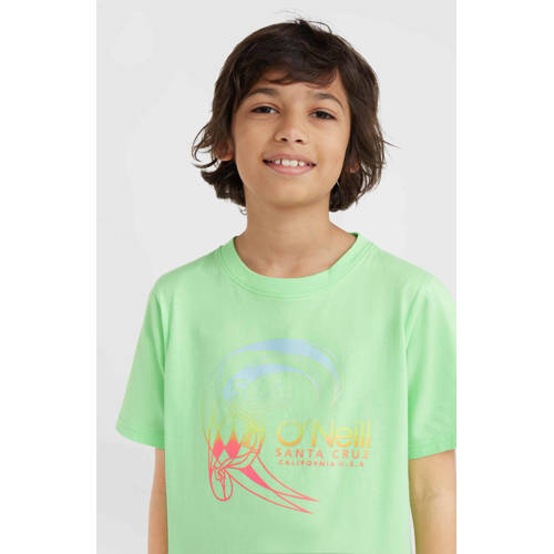 O'Neill T-shirt met printopdruk neon groen Jongens Katoen Ronde hals Printopdruk 176