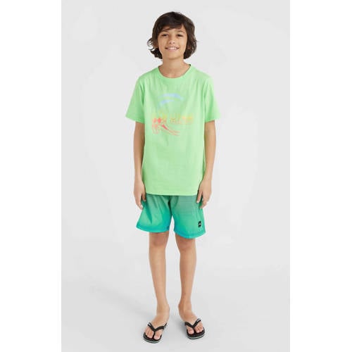 O'Neill T-shirt met printopdruk neon groen Jongens Katoen Ronde hals Printopdruk 176