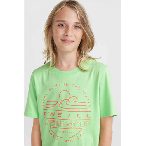 O'Neill T-shirt met printopdruk neon groen Jongens Katoen Ronde hals Printopdruk 176