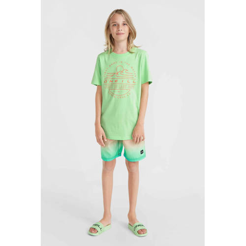 O'Neill T-shirt met printopdruk neon groen Jongens Katoen Ronde hals Printopdruk 176