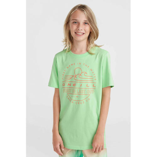 O'Neill T-shirt met printopdruk neon groen Jongens Katoen Ronde hals Printopdruk 176