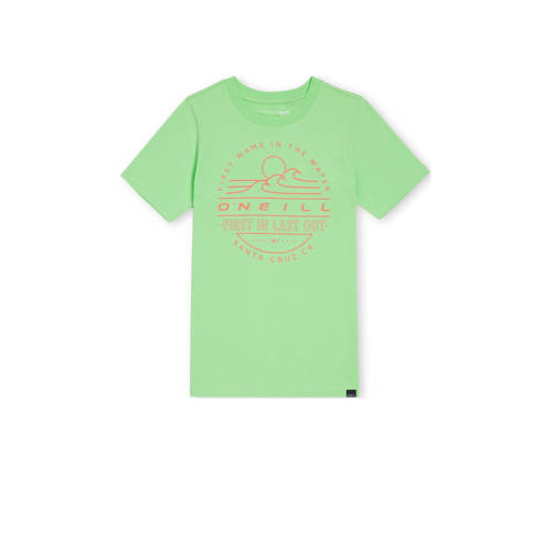 O'Neill T-shirt met printopdruk neon groen Jongens Katoen Ronde hals Printopdruk - 104
