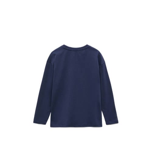 Mango Kids sweater met printopdruk donkerblauw Printopdruk 116