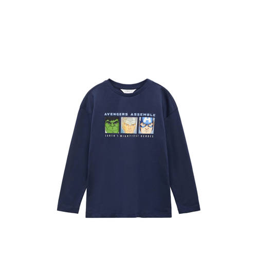 Mango Kids sweater met printopdruk donkerblauw Printopdruk - 116