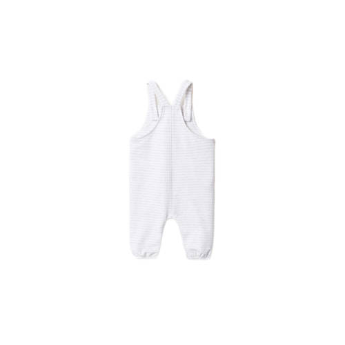 Mango Kids baby gestreepte tuinbroek wit grijs Meisjes Stretchkatoen Vierkante hals 86