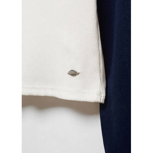 Mango Kids longsleeve met tekst donkerblauw wit Meisjes Katoen Ronde hals 152(XXS)