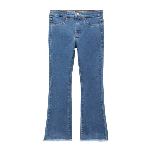 Mango Kids high waist flared jeans medium blue denim Blauw Meisjes Stretchdenim