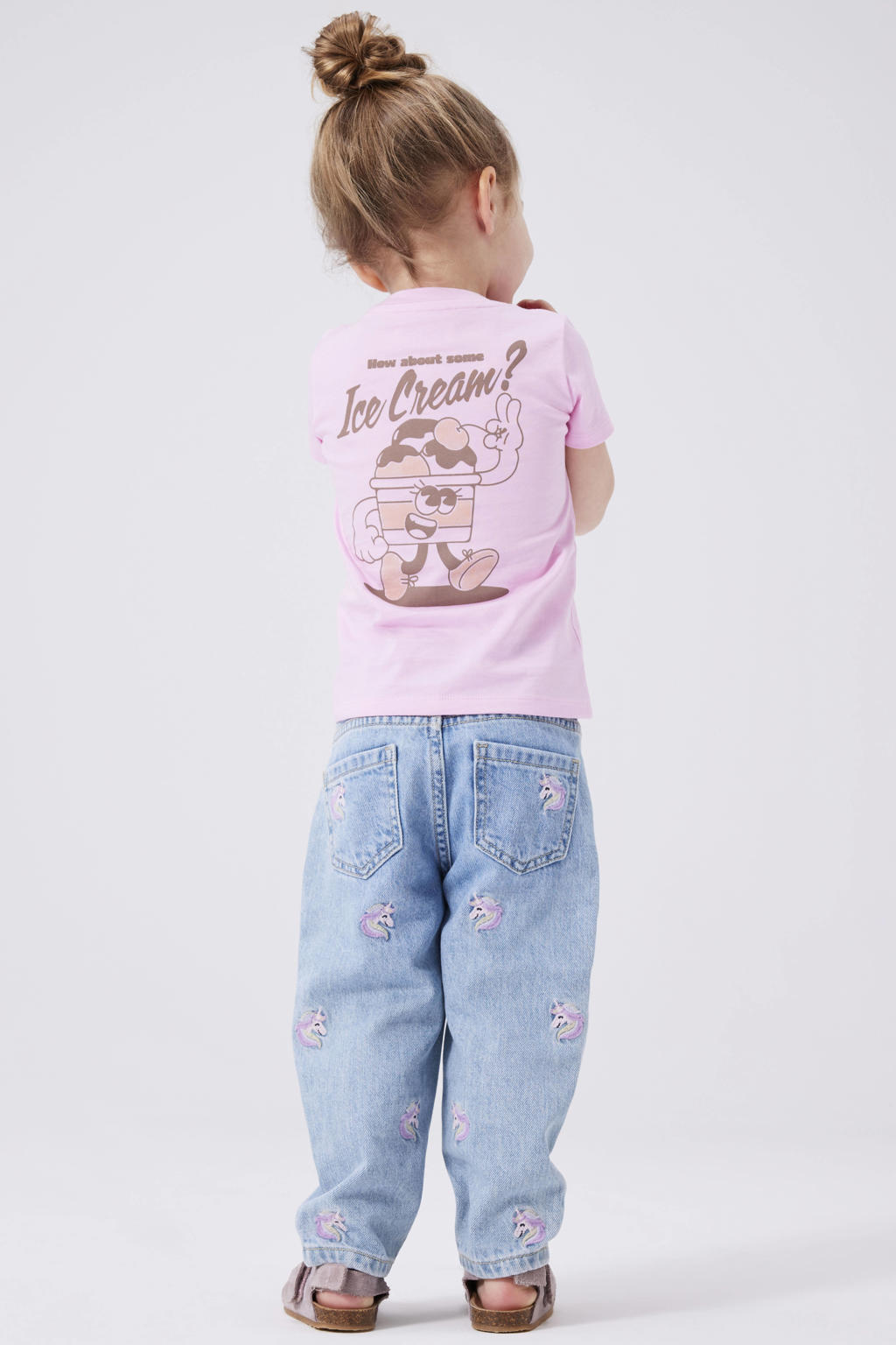 NAME IT MINI loose fit jeans NMFBELLA met eenhoorns light blue denim