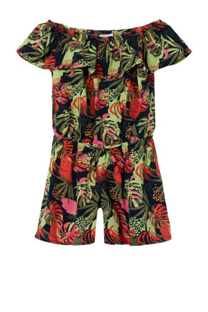 NAME IT MINI gebloemde playsuit NMFVINAYA groen/donkerblauw/roze