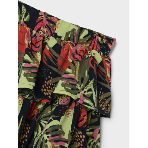 Name it MINI gebloemde rok NMFVINAYA groen donkerblauw roze Meisjes Polyester 104