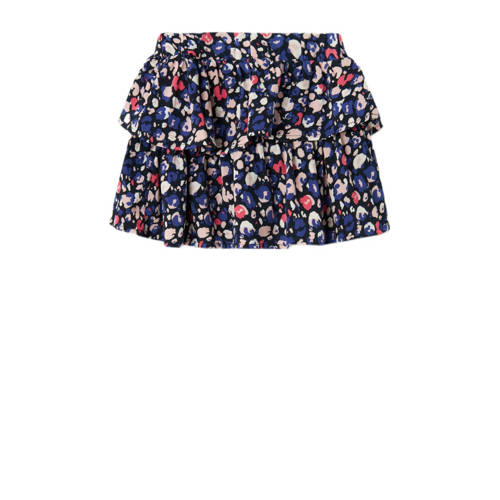 Name it MINI gebloemde rok NMFVINAYA donkerblauw roze wit Meisjes Gerecycled polyester 110