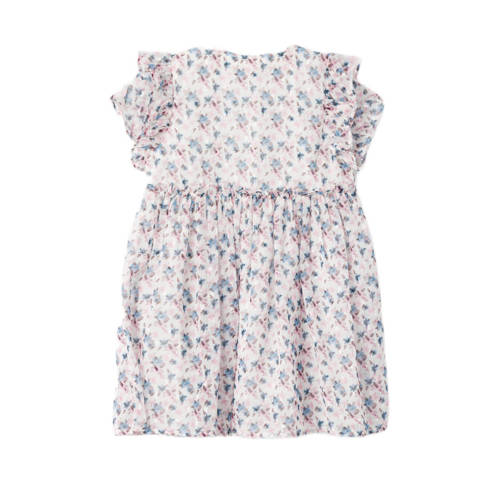 Name it MINI A-lijn jurk NMFFENORMA met all over print wit roze blauw Meisjes Polyester Ronde hals 110