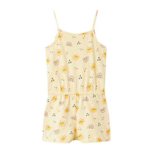 Name it MINI jumpsuit NMFVIGGA met all over print geel ecru Meisjes Katoen Ronde hals 104