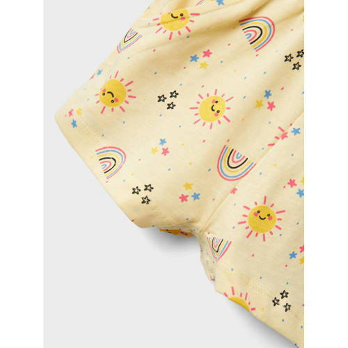 name it MINI playsuit NMFVIGGA met all over print geel ecru Meisjes Katoen Ronde hals 80