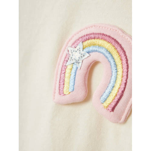 name it MINI T-shirt NMFFEDORA met printopdruk en 3D applicatie offwhite Wit Meisjes Katoen Ronde hals 80