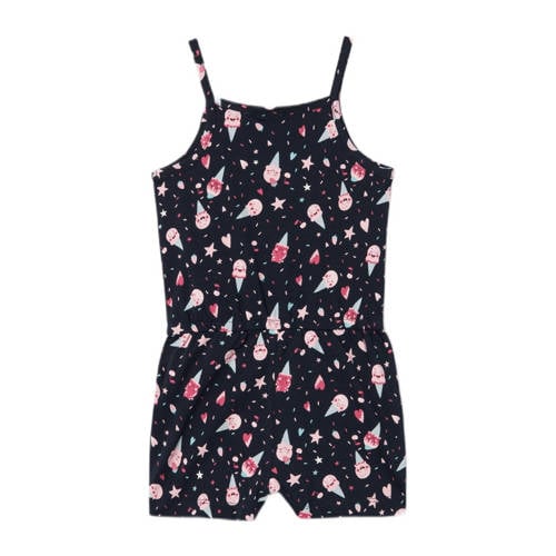 name it MINI playsuit NMFVIGGA met all over print donkerblauw roze Meisjes Katoen Ronde hals 98