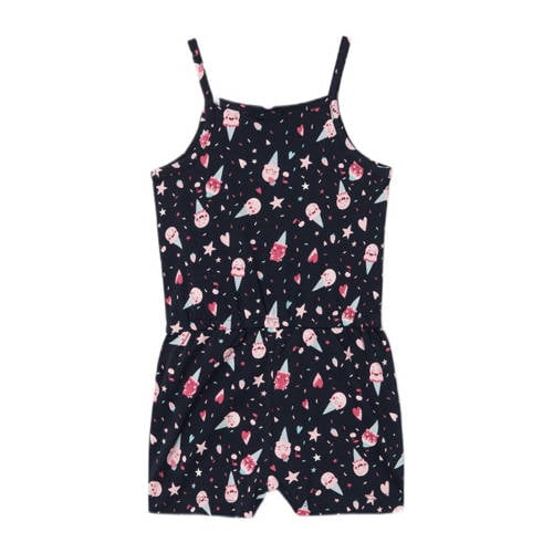 name it MINI jumpsuit NMFVIGGA met all over print donkerblauw roze Meisjes Katoen Ronde hals 98