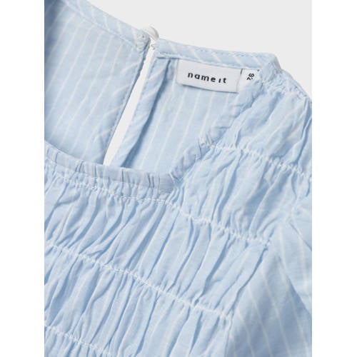 name it MINI gestreepte top NMFFESINNE lichtblauw Blouse Meisjes Katoen Ronde hals 80